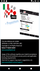 Android Mobile App 2.00 – Italian Irregular Verbs Conjugation + Prepositions